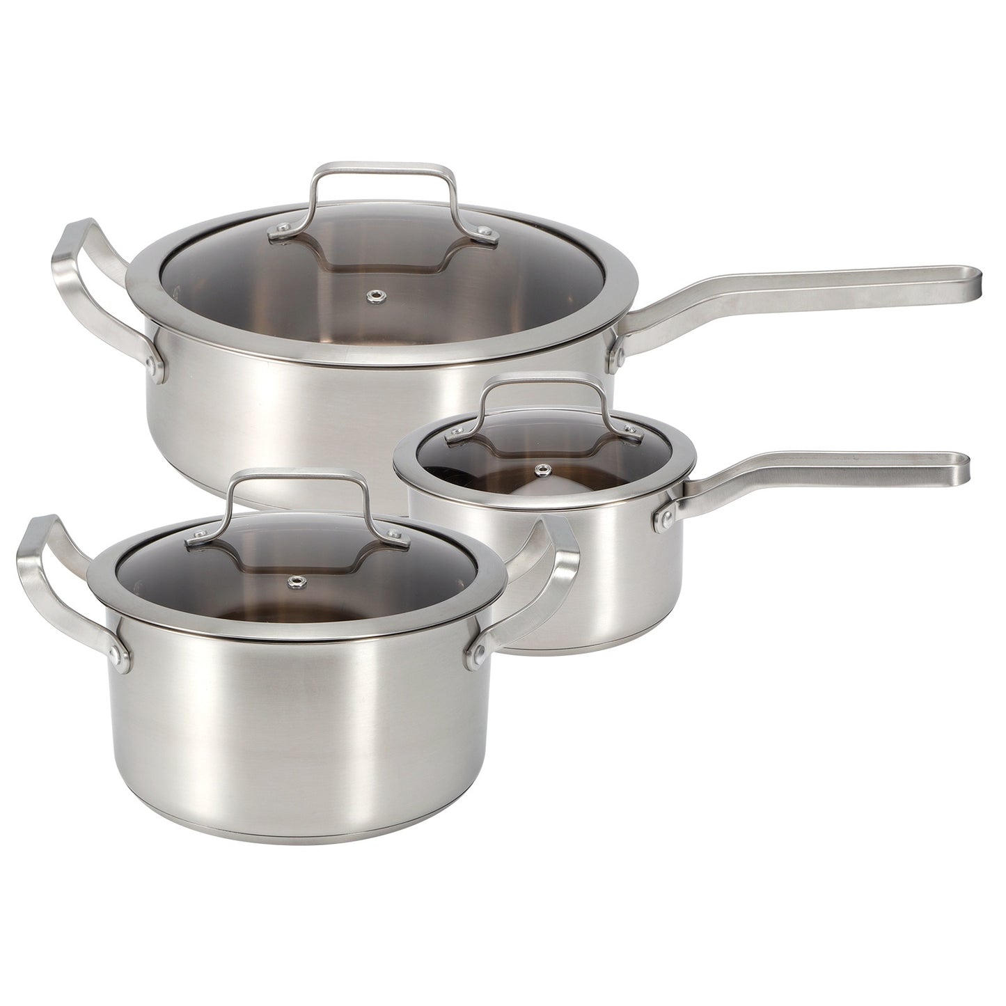 3PCS/Set Stainless Steel Cookware Set Soup Pot Frying Milk Pan with Compound Bottom for Kitchen