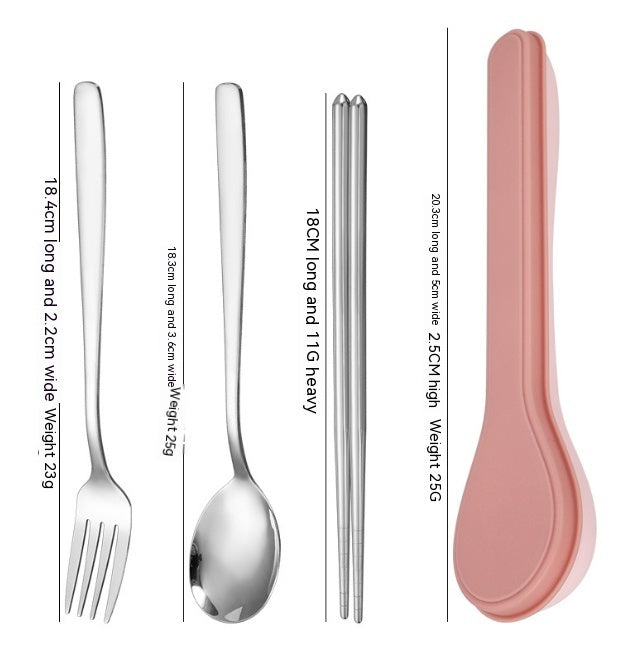 Stainless Steel Portable Tableware Forks Chopsticks Spoons