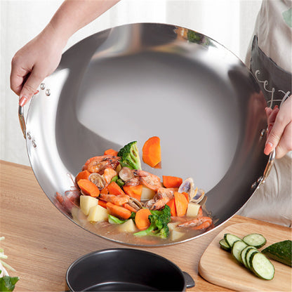 Compatible with Apple, Stainless Steel Double Ear Frying Tripod Thickened Uncoated Frying Pan With Ear Stainless Steel Frying Pan