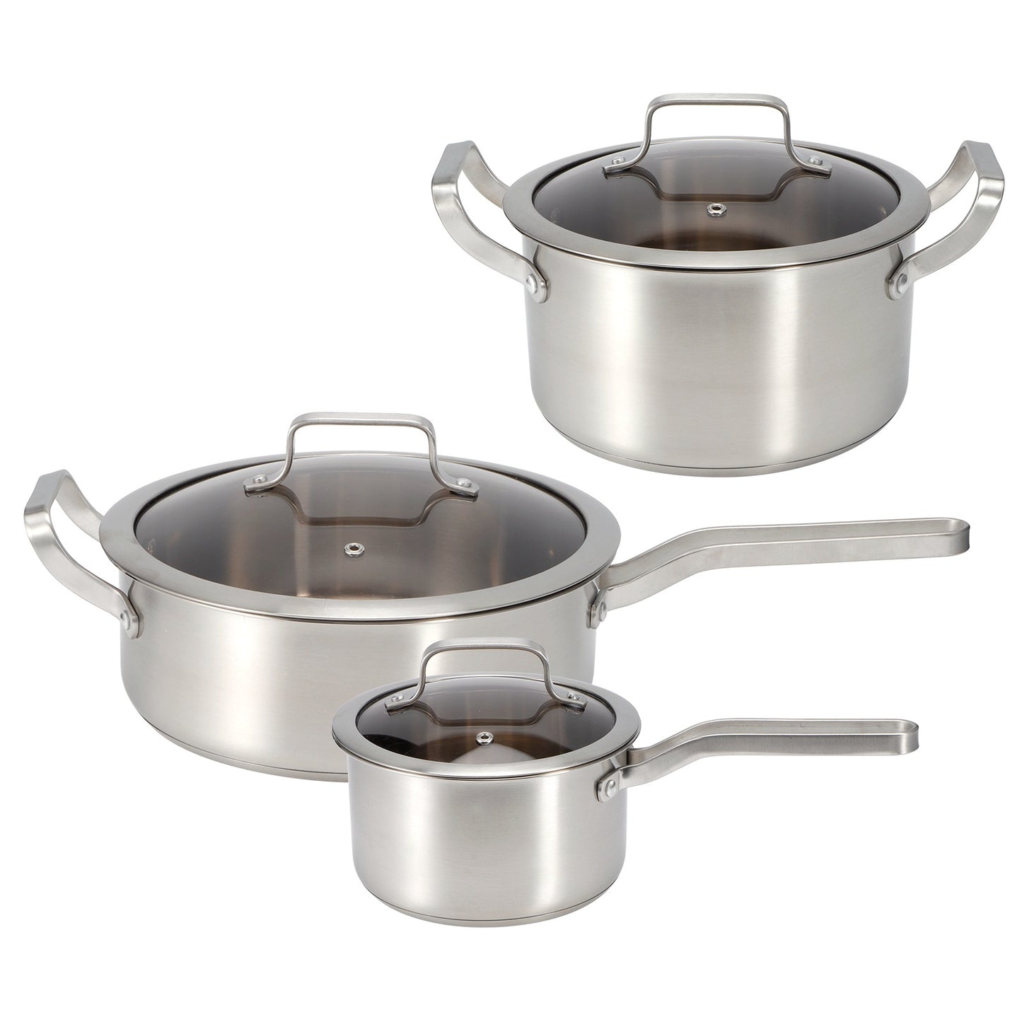 3PCS/Set Stainless Steel Cookware Set Soup Pot Frying Milk Pan with Compound Bottom for Kitchen