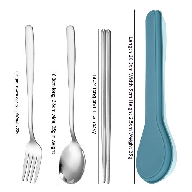 Stainless Steel Portable Tableware Forks Chopsticks Spoons